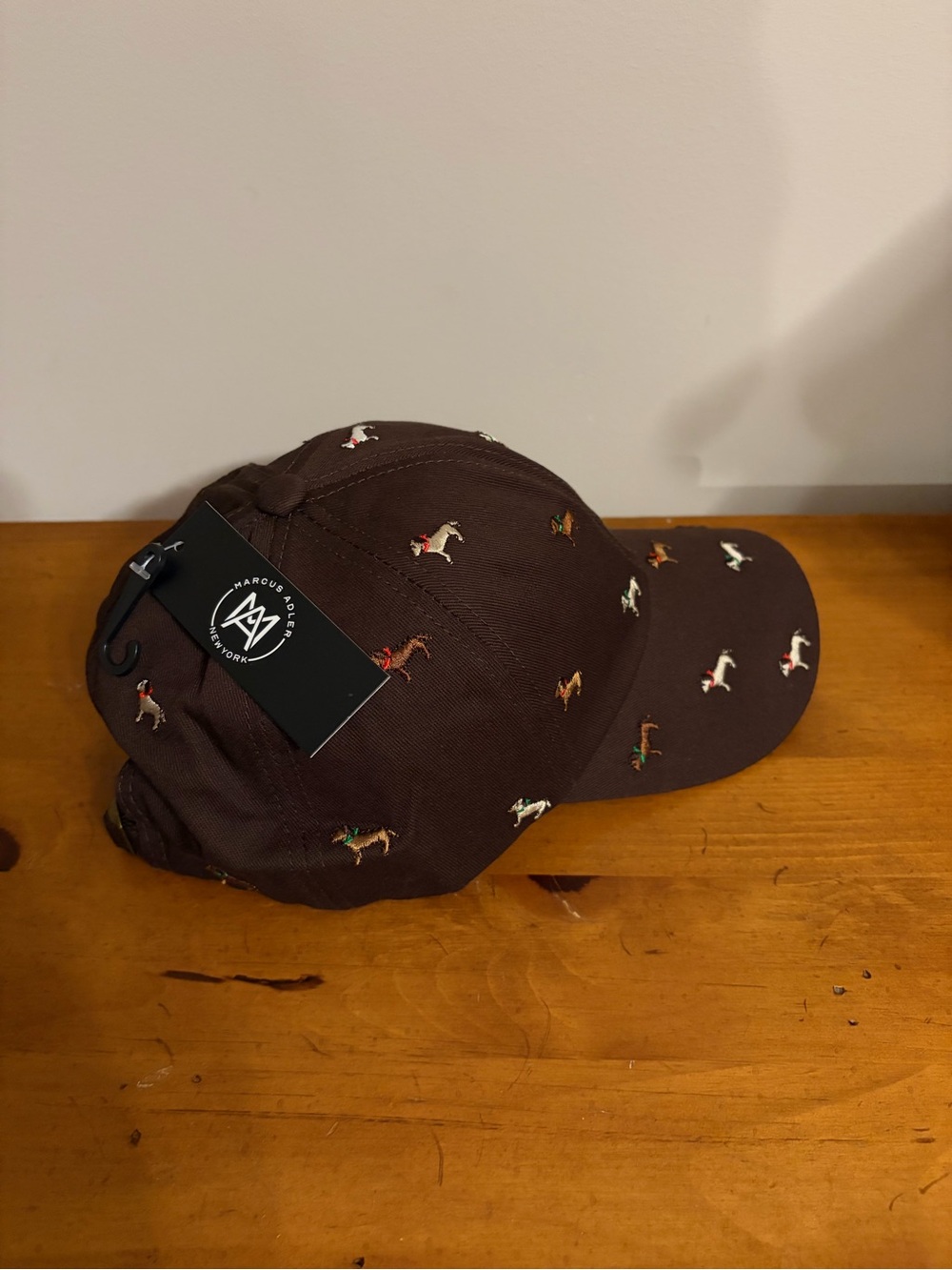 New Women’s Marcus Adler Brown Embroidered Dog Baseball Cap 100% Cotton